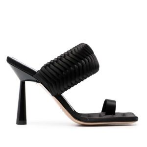 Gia/Rhw Saks Black Woven Heeled Sandals GIA BORGHINI Rosie 1 Slip-On Mules